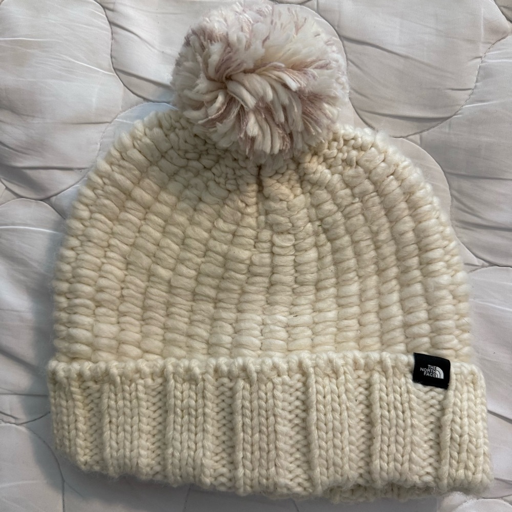 The North Face Beanie- Cream & Pink